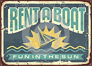 Retro tin sign design for boat rentals photo