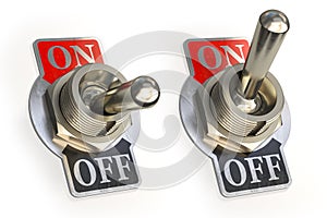 Retro toggle switch ON OFF isolated on white background