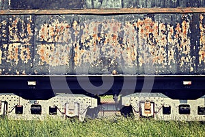 Retro toned old rusty steam locomotive side