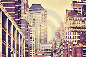 Retro toned picture of Manhattan buildings, NYC.