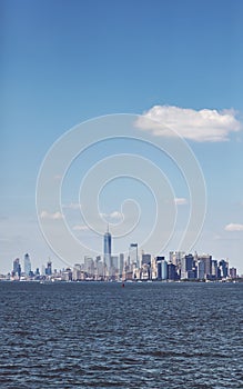 Retro toned picture of New York City Skyline, USA