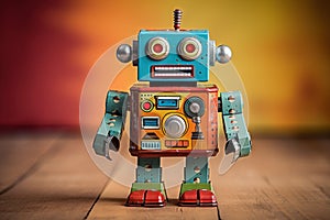 Retro toy metal robot Generative AI