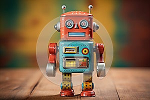 Retro toy metal robot Generative AI