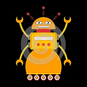 Retro toy robot character in flat style.