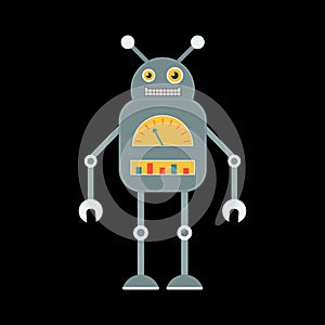 Retro toy robot character in flat style.