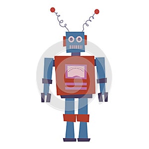 Retro Toy Robot Vector isolated vintage illustration trendy flat cartoon style