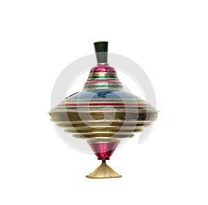 retro toy spinning top isolated on white