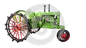 Retro tractor. Farming and agriculture. Reliable car. Illustration. Old tractor from latin america. White isolated background.