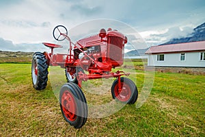 Retro Tractor On The Iceland