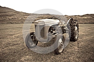 Retro Tractor on the Iceland field