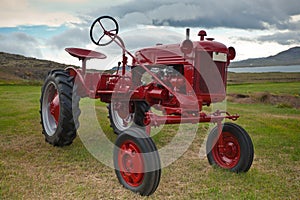 Retro Tractor on the Iceland field