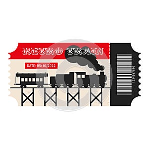 Retro train ticket. Railway Museum entrance ticket. Flat vector illustration isolated on white