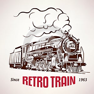 Retro train, vintage vector symbol