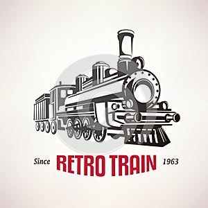 Retro train, vintage vector symbol