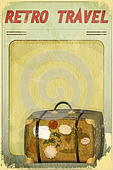 Retro Travel Postcard - Old Suitcase