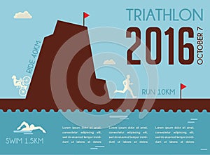 Retro triathlon competition poster. Championship poster design