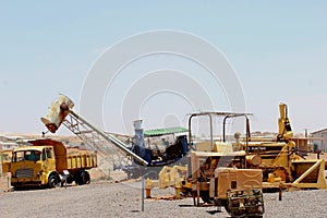 Retro truck, tools and equipment for opal mining, South Australia