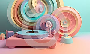 Retro tunes Colorful abstract record player on textured background Creating using generative AI tools