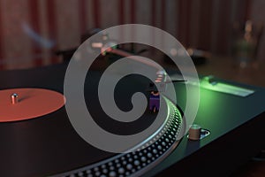 retro turntable in close up view