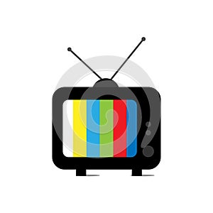 Retro tv with antenna icon. Retro television. Lost signal. Tv - NTSC signal. Vector illustration. Eps 10. photo