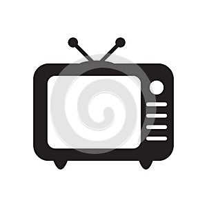 Retro TV icon in flat style, black and white retro TV icon, Vector illustration of Retro TV icon for you design.