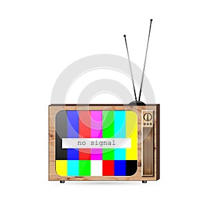 Retro TV with no signal screensaver, vector illustration