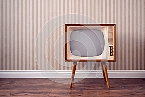 Retro TV set in empty room