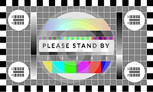 Retro tv test screen. Old calibration chip chart pattern photo