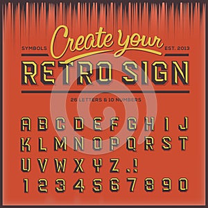 Retro type font, vintage typography