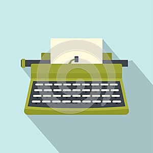 Retro typewriter icon, flat style