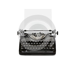 Retro typewriter with paper sheet