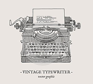 Retro typewriter vector vintage illustration