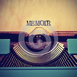 Retro typewriter and word memoir written with it