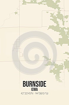 Retro US map of Burnside, Iowa. Vintage street map. photo