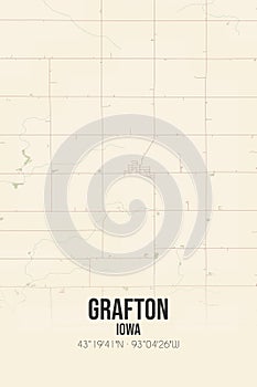 Retro US map of Grafton, Iowa. Vintage street map. photo