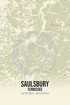 Retro US map of Saulsbury, Tennessee. Vintage street map. photo