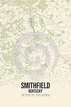 Retro US map of Smithfield, Kentucky. Vintage street map. photo