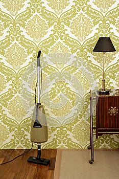 Retro vacuum cleaner vintage sixties wallpaper