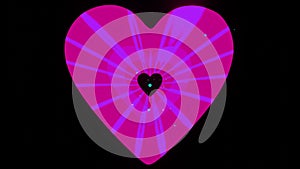 Retro Valentine's day heart seamless loop animation on black background. Pink heart and particles. LOVE. Happy
