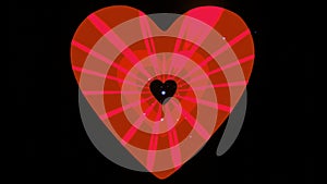 Retro Valentine's day heart seamless loop animation on black background. Red heart and particles. LOVE. Happy