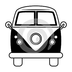 retro van car transport on white background