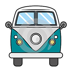 retro van car transport on white background