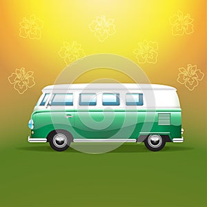 Retro van - colorful background