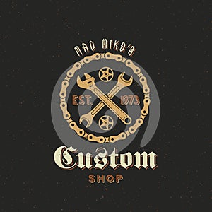 Retro Vector Bicycle Custom Shop Label or Logo