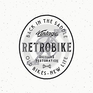 Retro Vector Bike Custom Restoration WorkShow Label Logo Template. Bicycle Pedals Vintage Style Illustration with