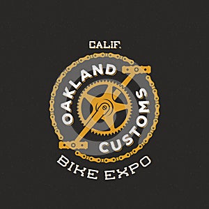 Retro Vector Bike Custom Show Expo Label or Logo