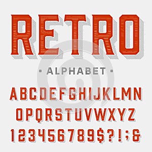 Retro vector font. Letters, numbers and symbols.