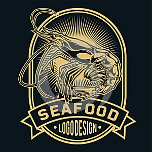 shrimp lobster seafood ocean logo vector photo