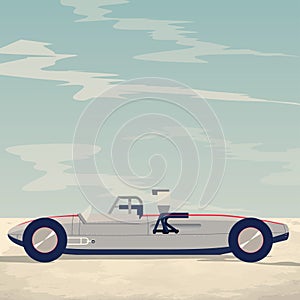 Retro vector silver racing car