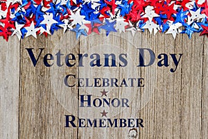 Retro Veterans Day message on wood photo